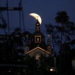 The moon is seen during a lunar eclipse in Los Angeles