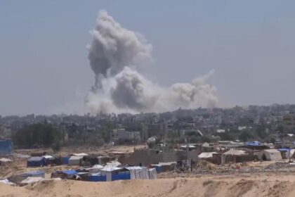 Huge smoke cloud erupts after explosion in southern Gaza