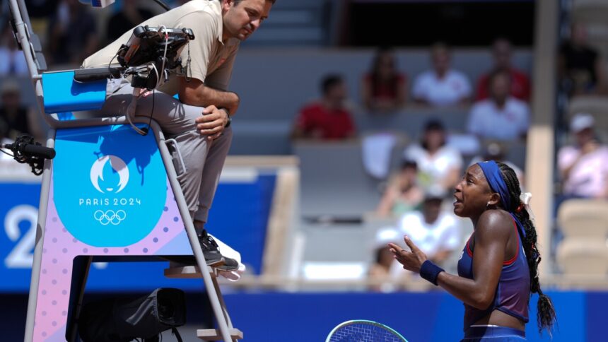 Coco Gauff loses an argument with the chair umpire and a match to Donna Vekic at the Paris Olympics