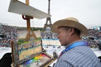 Meet the artist whose job is to paint beach volleyball at the 2024 Olympics