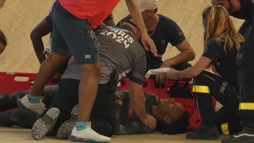 Britain’s Kye Whyte taken off BMX track on stretcher after Olympic silver medalist crashes in semis