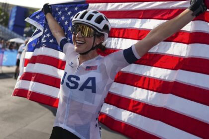 US rider Kristen Faulkner sprints clear to win women’s road race at Paris Olympics