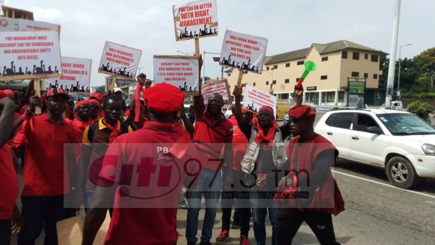 Aggrieved PBC Limited workers demonstrate over unpaid salaries