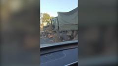 Footage posted online shows destroyed Russian convoy