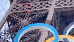 BBC – Man seen climbing Eiffel Tower above Olympic rings