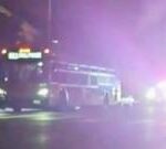 Hijacked bus in Los Angeles chased by line of police cars