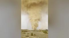 Dust tornado and lightning captured on camera in UAE