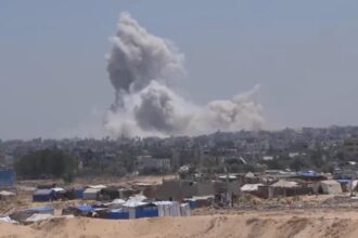 Huge smoke cloud erupts after explosion in southern Gaza