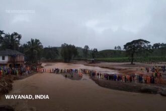 Aerial footage shows rescue workers and damage caused by landslides in Kerala, India