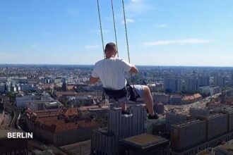 Berlin is offering a new attraction for adrenaline junkies: A high swing 120 meters above the ground