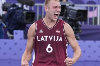 Latvia stays perfect in pool play with victory over France in men’s 3×3 basketball at Paris Games