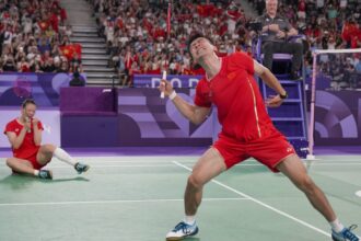 Zheng Siwei and Huang Ya Qiong of China win mixed doubles badminton gold at the Paris Olympics