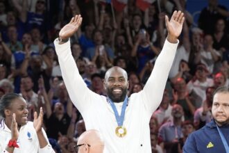 Teddy Riner stars again as France defends its Olympic title in mixed team judo, beating Japan final