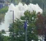 Huge water burst floods streets in downtown Montreal