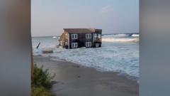 Hurricane Ernesto: Home floats away from swell caused by storm