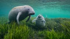 Wildlife Photographer of the Year: Manatee mother and calf