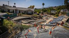 Landslides force power cuts in upscale LA neighbourhood