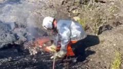 Scientists collect lava from Kilauea volcano eruption