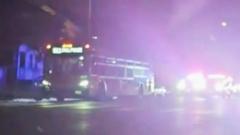 Hijacked bus in Los Angeles chased by line of police cars