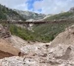 Train track left hanging in the air after Bosnia landslides